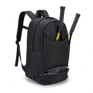 Large racquet sports backpack with shoe compartment